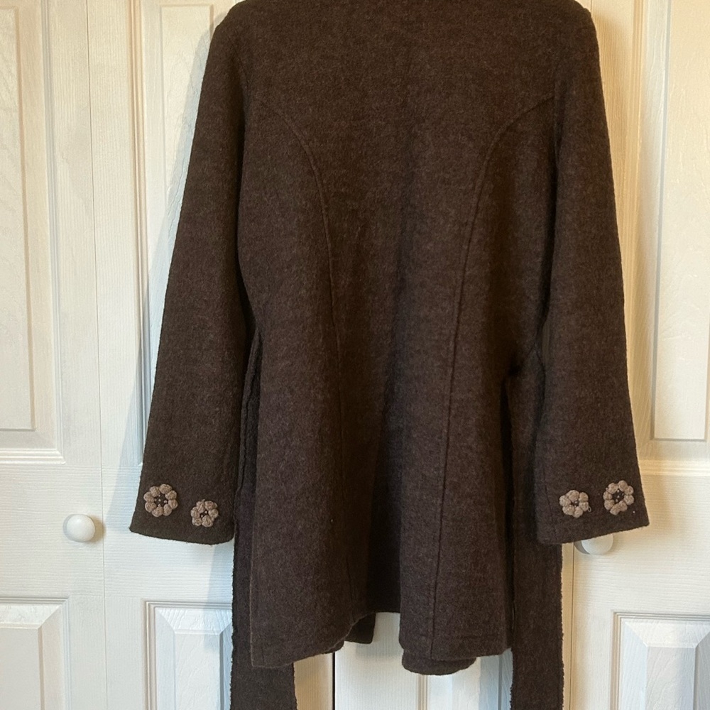 Cynthia Rowley Wool Cardigan in Light Brown Heather - Picture 3 of 7